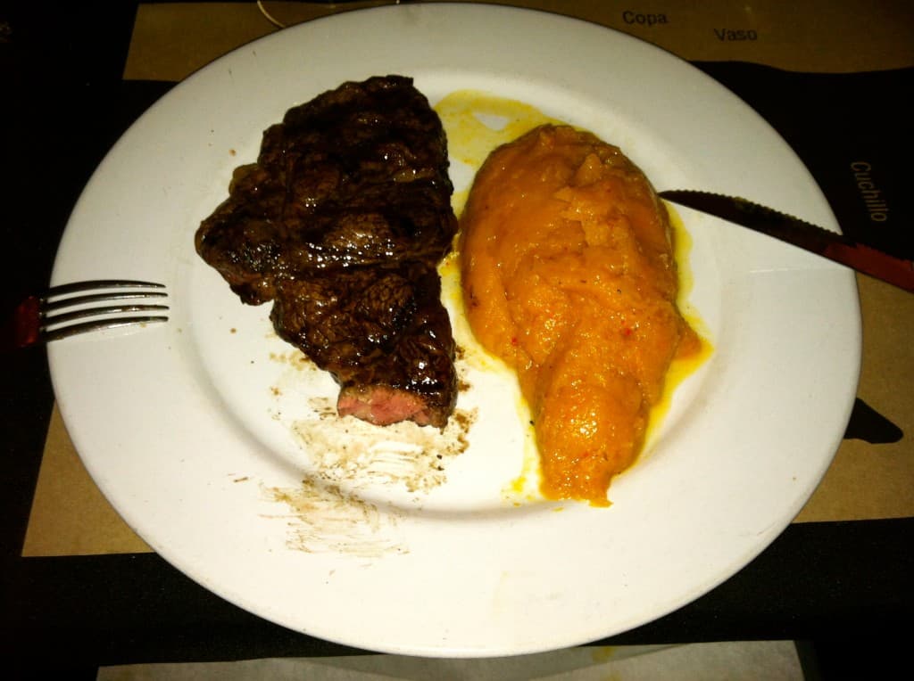 Argentinean steak and masshed pumpkin 