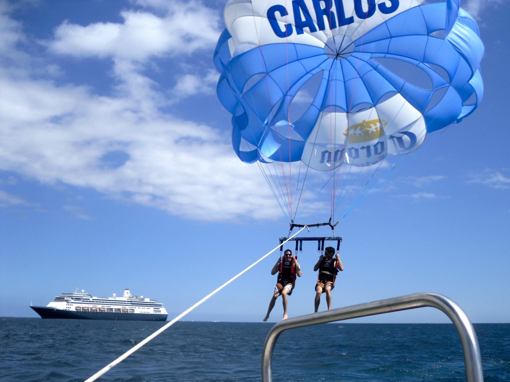 Affordable para-sailing on our gay cruise to Mexico