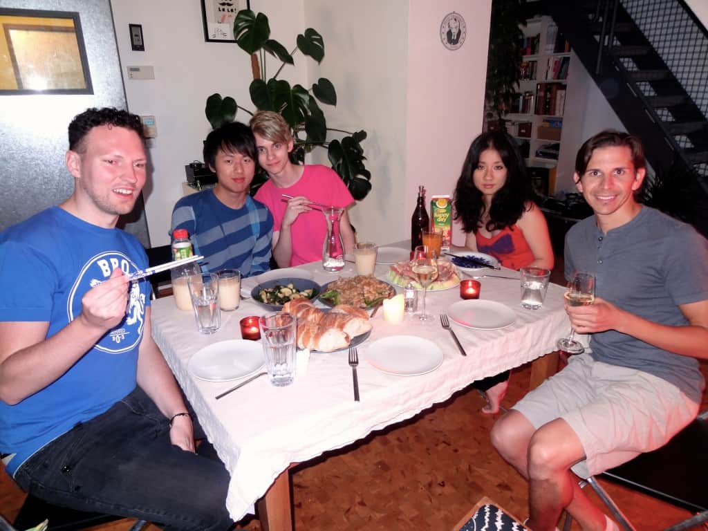 Sharing a meal with our Couchsurfing host in Munich (similar to mealsharing!)