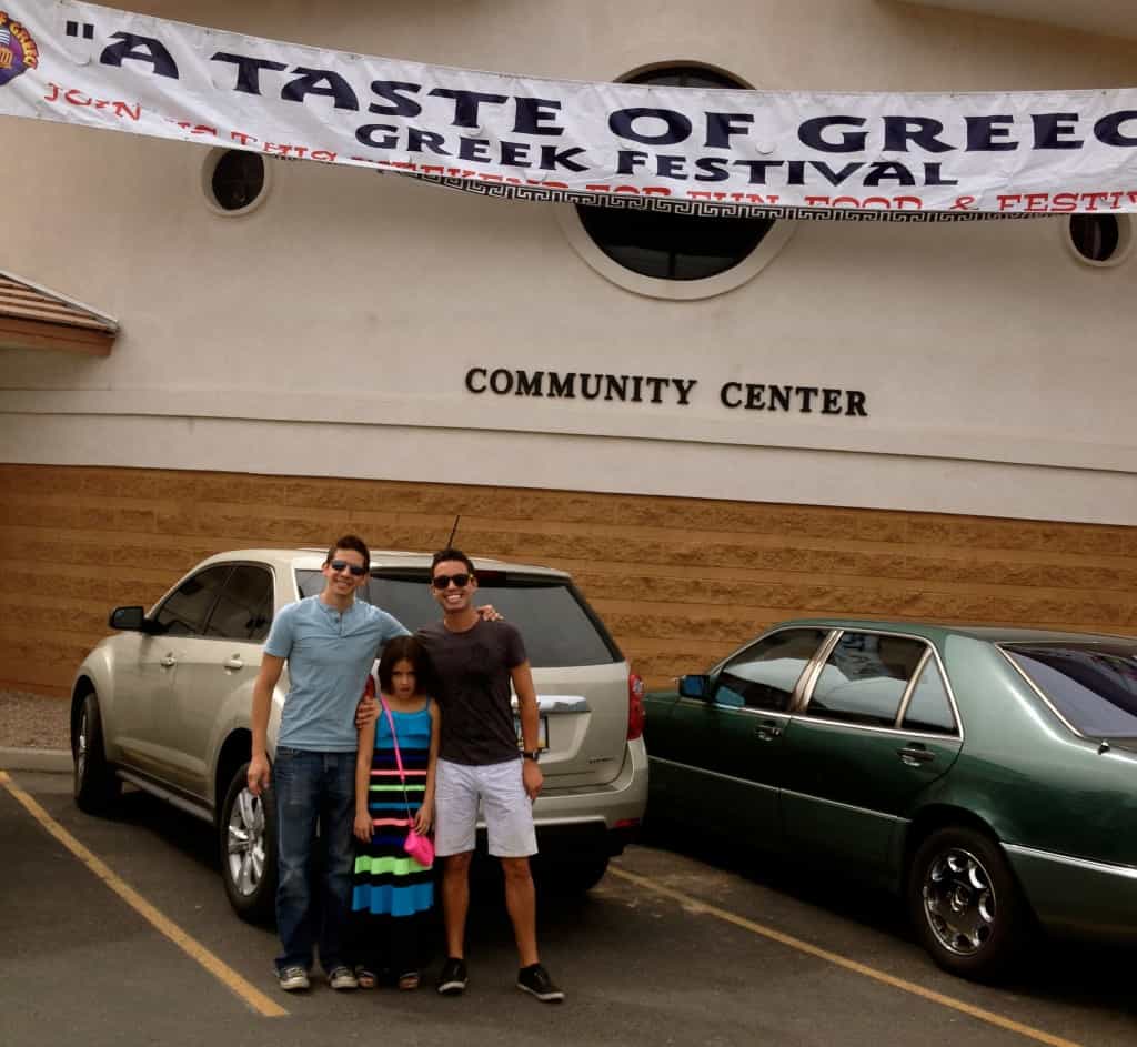 Auston and I with my niece Emma at a Greek festival in Arizona